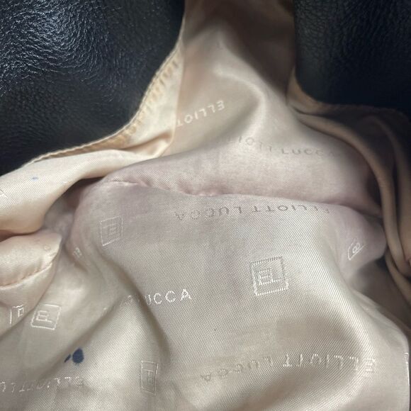 Elliott Lucca leather black medium shoulder bag braided strap gold tone accents - Picture 14 of 14